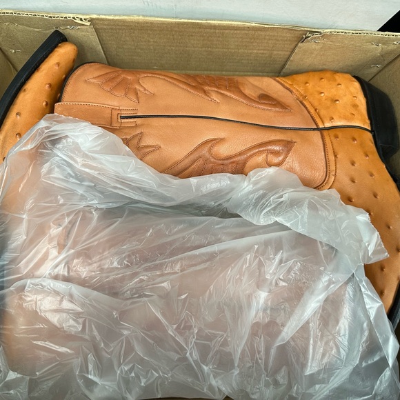 BOTAS TAURO PAIR OF MENS  OSTRICH PRINT BOOTS WITH POINTED TOE - Picture 2 of 2